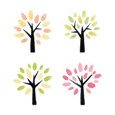 Set of watercolor trees N5