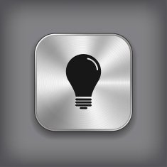 Light bulb icon - vector metal app button