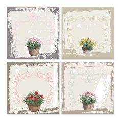 vintage grunge frame garden flowers watercolor Background template