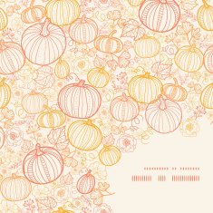 Vector thanksgiving line art pumkins frame corner pattern background