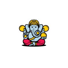 Hindu God Ganesha Vector hand drawn illustration