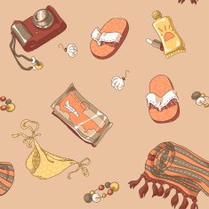 Seamless texture with items for traveling