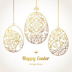 Golden ornamental eggs for your Easter design N2