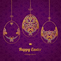 Golden ornamental eggs for your Easter design N4
