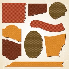 Textured labels and stickers set in retro style N2