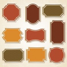 Textured labels and stickers set in retro style N3