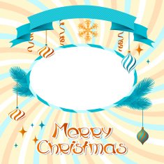 Vector Merry Christmas background in retro style N4