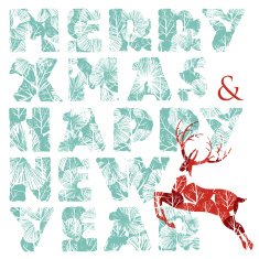 Merry Xmas Happy New year reindeer greeting card