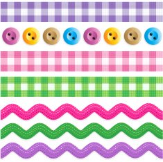 Seamless borders - ginghams ric racs buttons