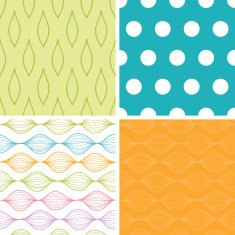 Vector colorful horizontal ogee set of four marching repeat patterns