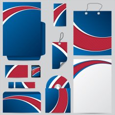Blue business design set with pink striped