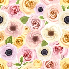 Seamless pattern with red and white roses Vector illustration N2