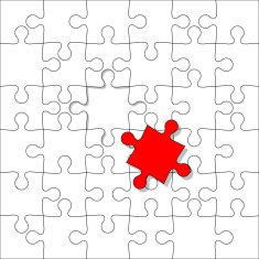 Illustration jigsaw puzzle Separately with one red
