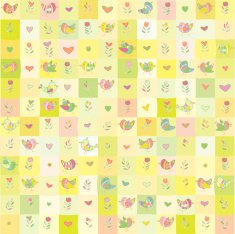 Seamless cute pattern flowers and birds