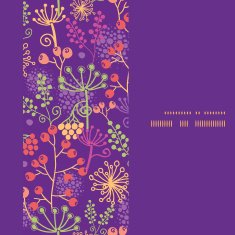 Vector colorful garden plants vertical frame seamless pattern background N2