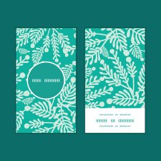 Vector emerald green plants vertical round frame pattern business cards N2