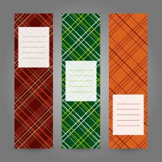 Set of Vertical Tartan Banners Abstract Geometric ornament Vector Illustration N2
