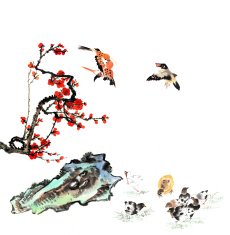 plum bloom stone and animal N11
