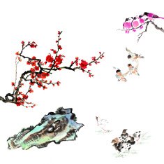 plum bloom stone and animal N13