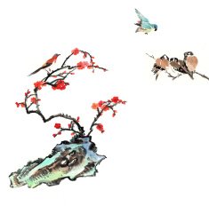 plum bloom stone and animal N18