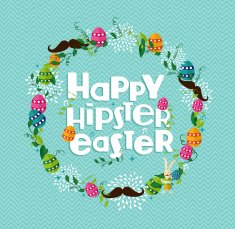 Happy Hipster Easter colorful wreath N2
