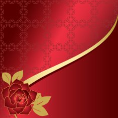 red vector card with rose