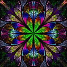 Multicolor beautiful fractal in stained glass window style N4