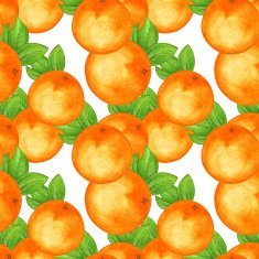 Watercolor seamless pattern with oranges and leafs N2