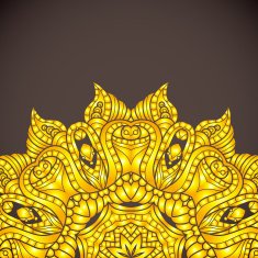 Vector texture background with abstract gold flowers N2
