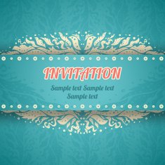 Beautiful floral invitation card in vintage style Vector illust N2