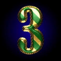 vector golden and green letter 3