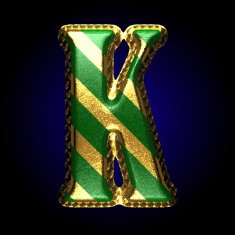 vector golden and green letter k