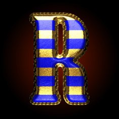 vector golden and blue letter r