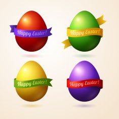 Vector eggs with colorful ribbons and place for your text