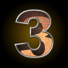 Vector old metal letter 3 N2
