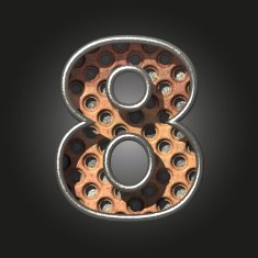 Vector old metal letter 8 N3