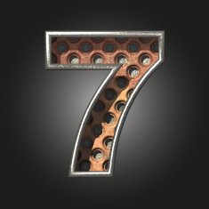Vector old metal letter 7 N3
