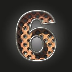 Vector old metal letter 6 N2