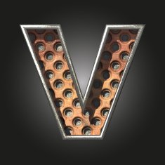 Vector old metal letter v N2