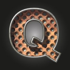 Vector old metal letter q N3