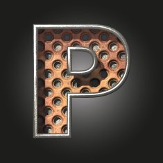 Vector old metal letter p