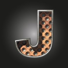 Vector old metal letter j N2