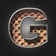 Vector old metal letter g N2