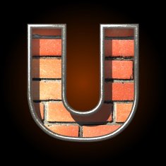 Vector brick cutted figure u