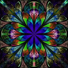 Multicolor beautiful fractal in stained glass window style N5