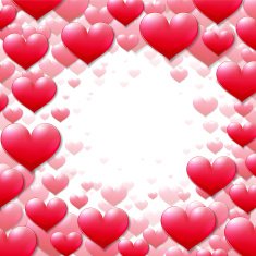 Valentines Day round frame with scattered hearts