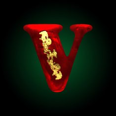 vector velvet v letter with gold