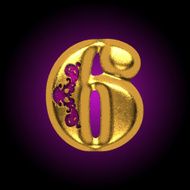 vector golden letter 6