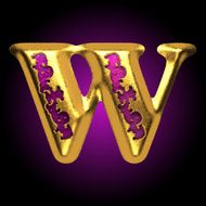 vector golden letter w