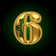 vector golden letter 6 N2